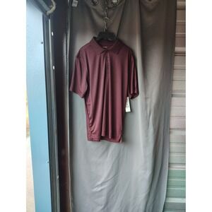 George Mens Basic Poly Polo Burgundy Wine Heather Moisture Wicking M 38-40 NWT